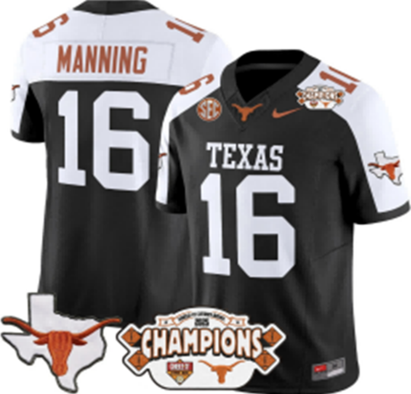Men 2025 Texas Longhorns #16 Manning Black Nike NCAA Jersey 0909001->toronto blue jays->MLB Jersey
